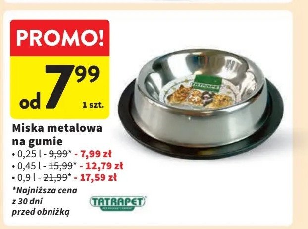 Miska metalowa na gumie 450 ml Tatrapet promocja