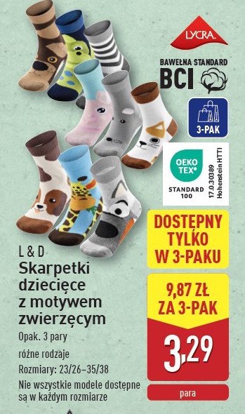 Skarpetki dziecięce L&d promocja w Aldi