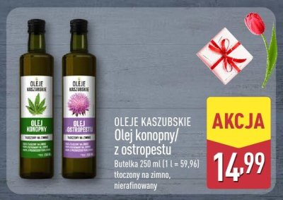 Olej konopny tłoczony na zimno, nierafinowany promocja w Aldi