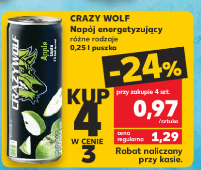 Napój energetyczny apple Crazywolf promocja
