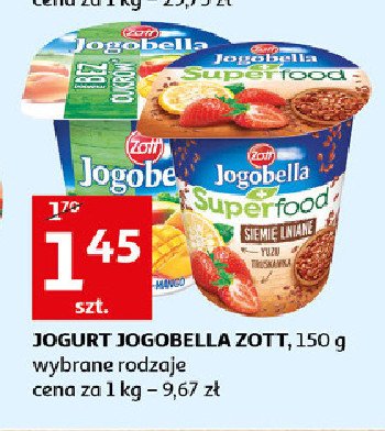 Jogurt siemię lniane-yuzu-truskawka Zott jogobella superfood promocja