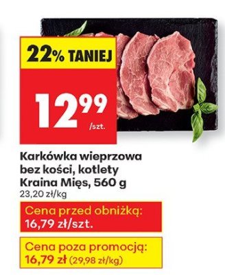 Karkówka wieprzowa bez kości, kotlety Kraina Mięs, 560 g promocja w Biedronka