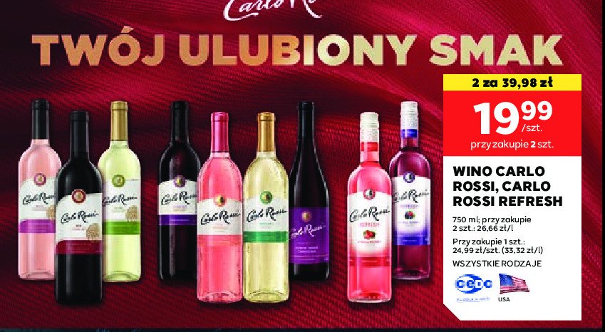 Wino Carlo rossi california semi dry promocja w Stokrotka