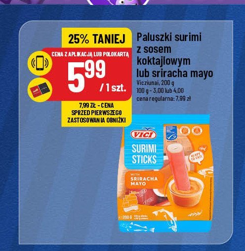 Paluszki surimi z sosem sriracha mayo Vici promocja