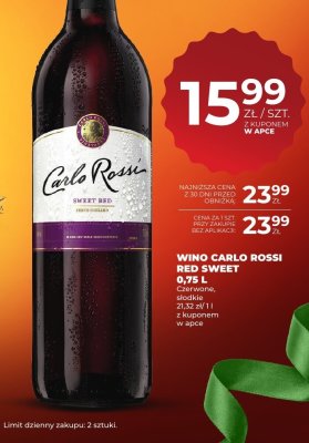 Wino Carlo Rossi Red Sweet 0,75 L czerwone, słodkie promocja w Duży Ben
