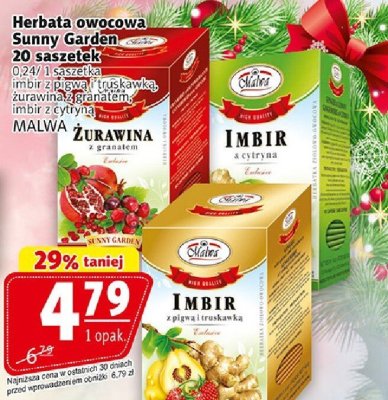 Herbata owocowa Sunny Garden Malwa 20 saszetek promocja w Prim Market