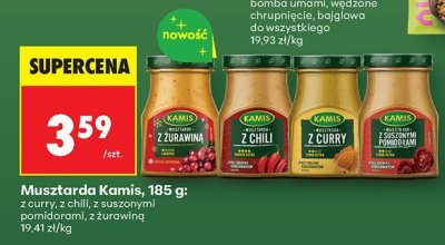 Musztarda Kamis 185 g z curry, z chili, z suszonymi pomidorami, z żurawiną promocja w Biedronka