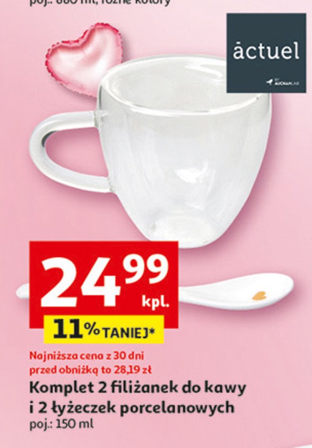 Komplet filiżanki z łyżeczkami Actuel promocja w Auchan