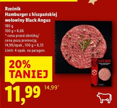 Hamburger z hiszpańskiej wołowiny Black Angus Rzeźnik promocja w Lidl