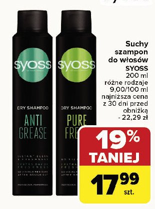 Suchy szampon do włosów Syoss pure fresh promocja w Carrefour