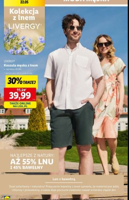 Koszulka męska z lnem m-xxl Livergy promocja
