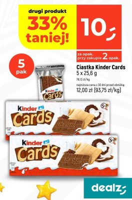 Ciastka Kinder Cards 5 x 25,6 g promocja w Dealz