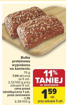 Bułka proteinowa wypiekana na kamieniu promocja w Carrefour Market