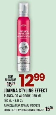 Pianka JOANNA STYLING EFFECT do włosów 150ml promocja w Drogerie Natura