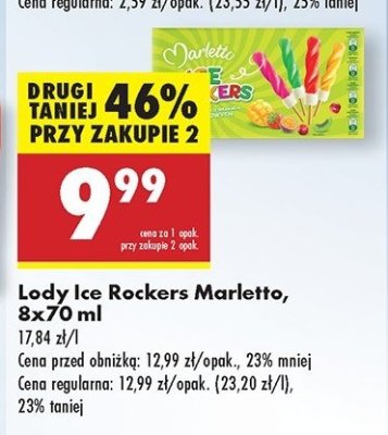 L贸d waniliowy w polewie kiwi x2 + mango-marakuja x2 + truskawka x2 + wi艣nia x2 Marletto promocja