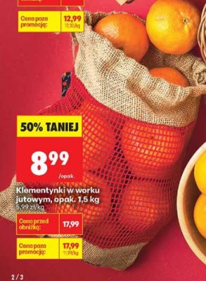 Klementynki w worku jutowym opak. 1,5 kg promocja w Biedronka