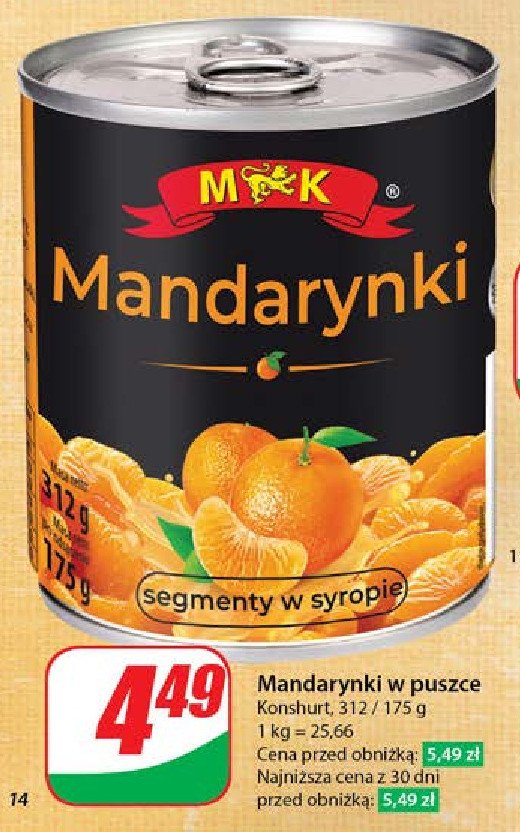Mandarynki z hiszpanii w lekkim syropie M&k promocja