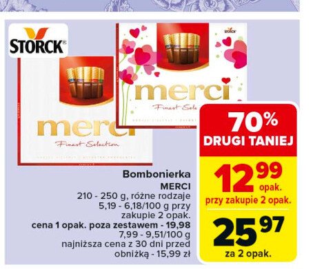 Bombonierka serce różowe Storck merci promocja w Carrefour