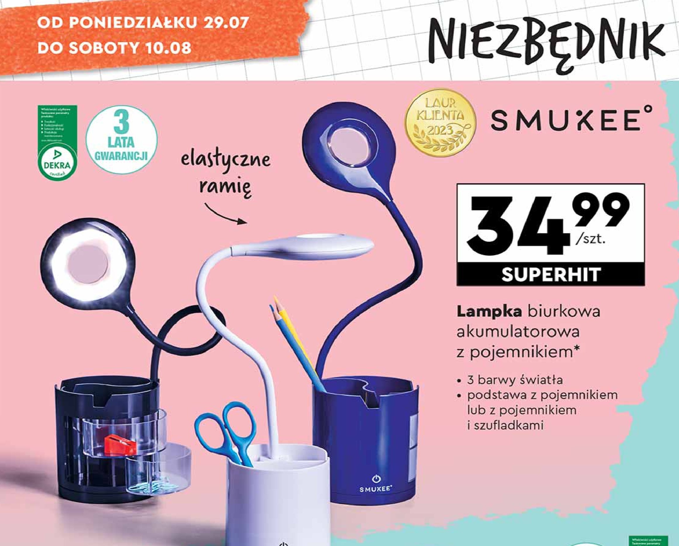 Lampka biurkowa z pojemnikiem Smukee promocja