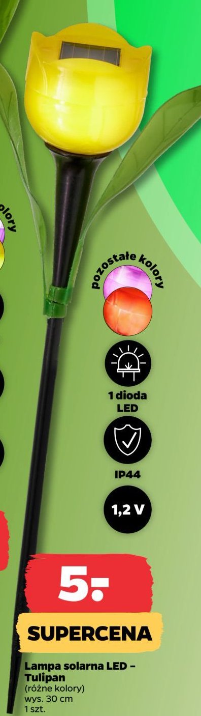 Lampa solarna led tulipan 40 cm promocja