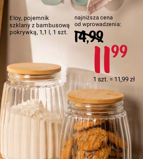 Pojemnik szklany z bambusową pokrywką 1.1 l Eloy promocja