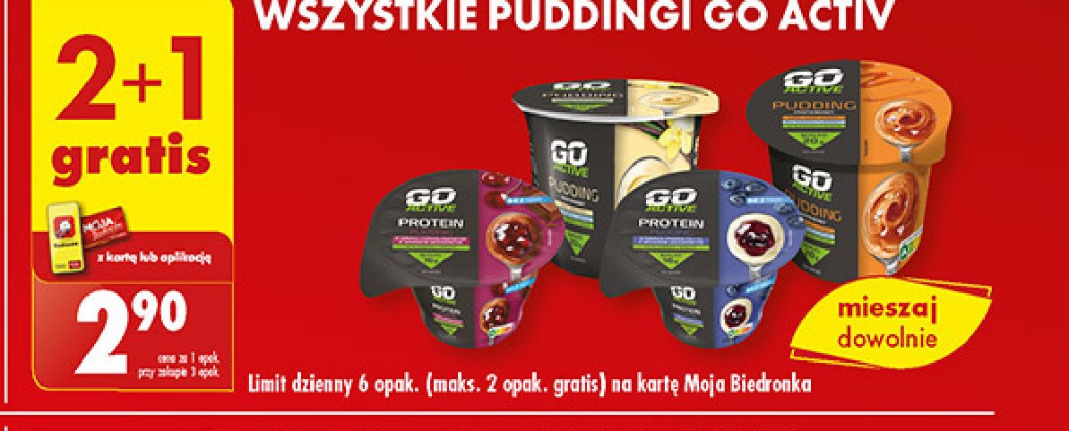 Pudding panna cotta z wsadem jagodowym Go active promocja