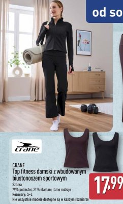 Top fitness damski z wbudowanym biustonoszem sportowym Crane promocja w Aldi