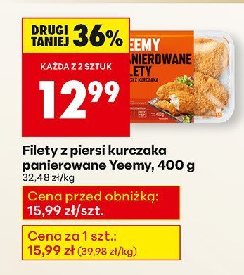 Filety z piersi kurczaka panierowane Yeemy, 400 g promocja w Biedronka