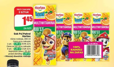 Sok Psi Patrol Hortex różne rodzaje promocja w Dino