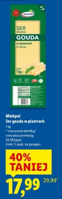 Ser gouda w plastrach promocja w Lidl