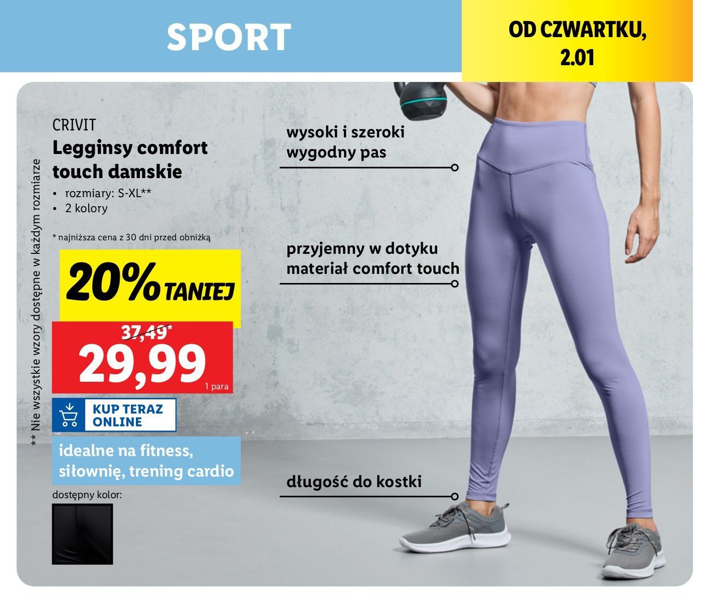 Legginsy damskie comfort touch s-xl Crivit promocja w Lidl