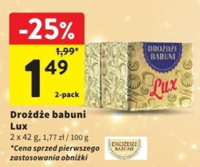 Drożdże babuni LUX promocja w Intermarche