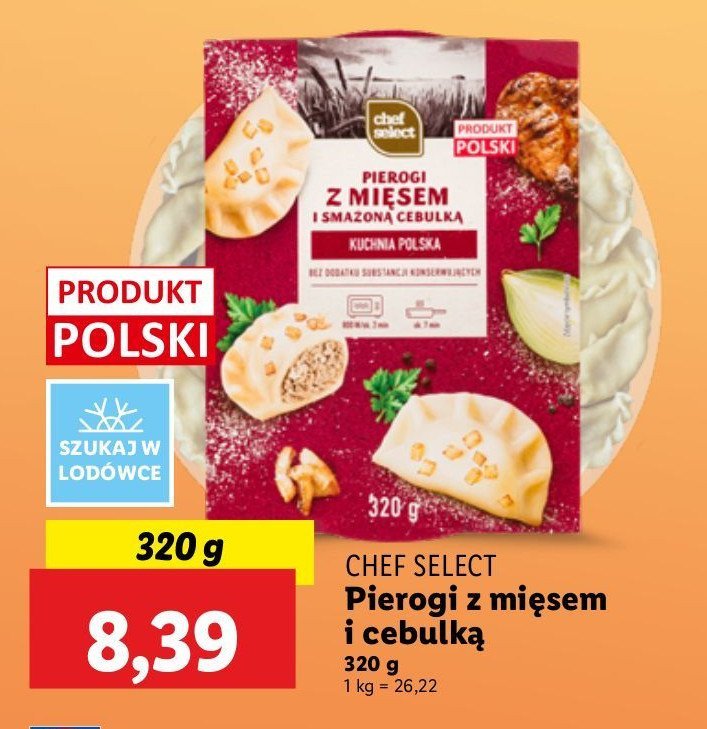 Pierogi z mięsem i smażoną cebulką Chef select promocja w Wafelek
