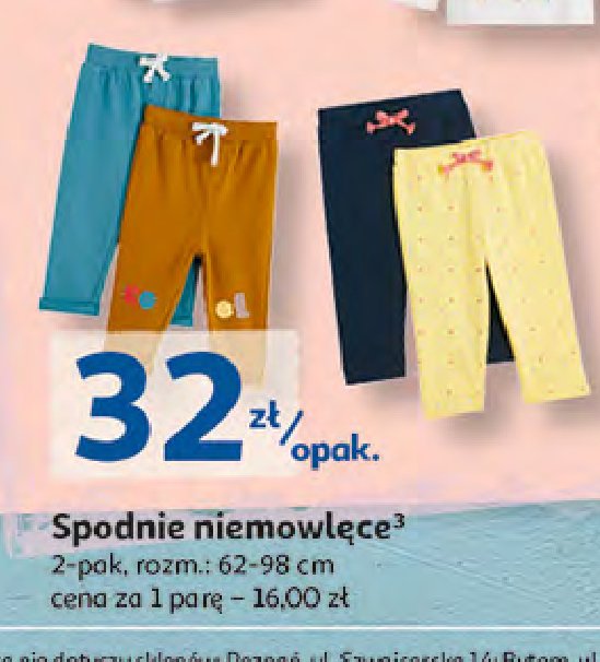 Spodnie niemowlęce dziewczęce 62-98 Auchan inextenso promocja