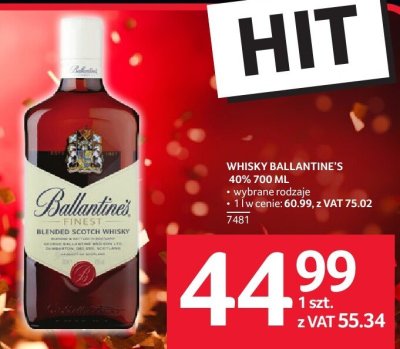 Whisky Ballantine's 40% 700 ml promocja w Selgros