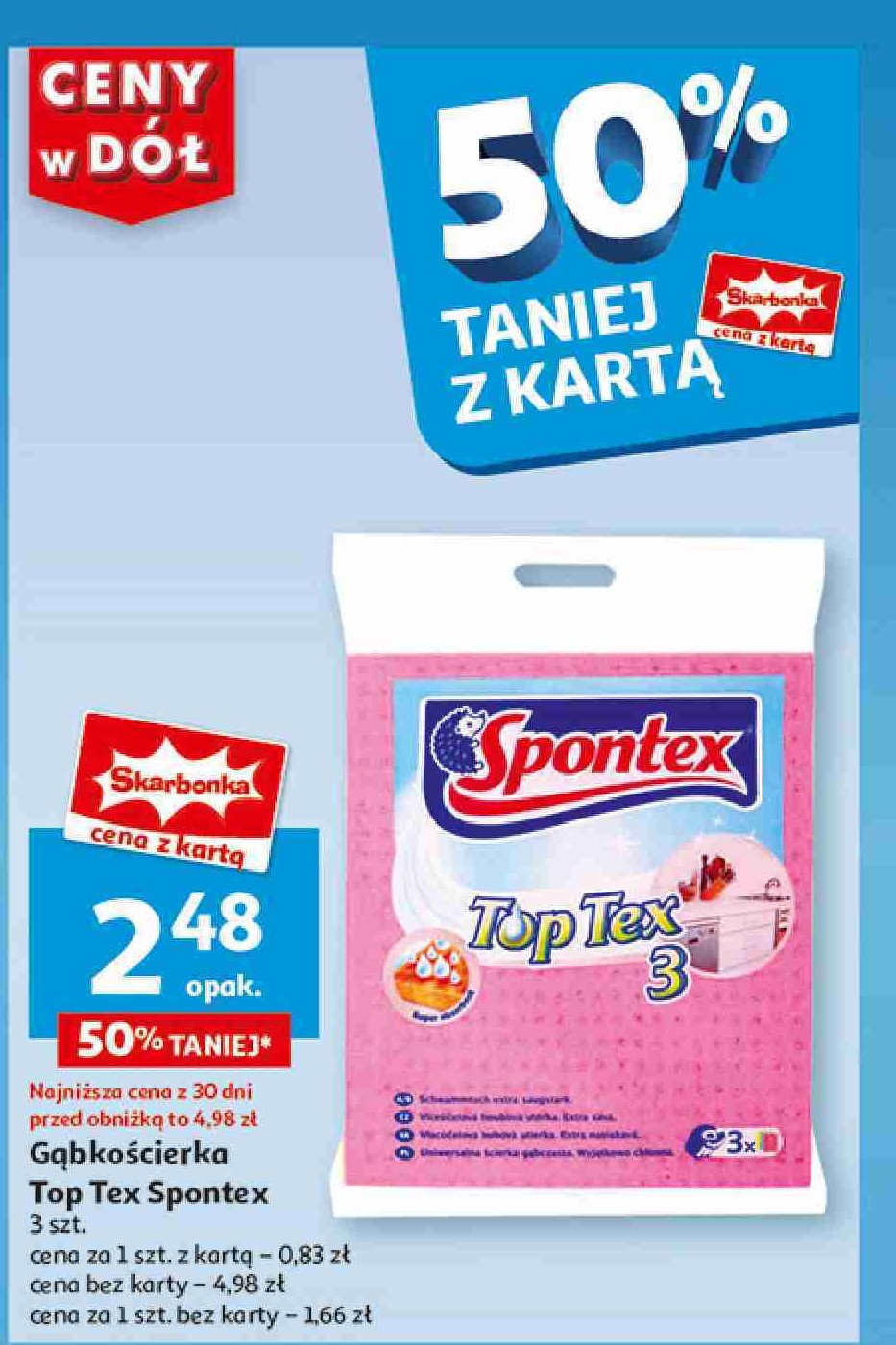 Gąbko-ścierka top tex Spontex promocja