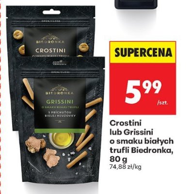 Crostini lub Grissini o smaku białych trufli Biedronka, 80 g promocja w Biedronka