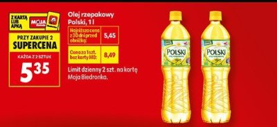 Olej rzepakowy Polski, 1 l promocja w Biedronka