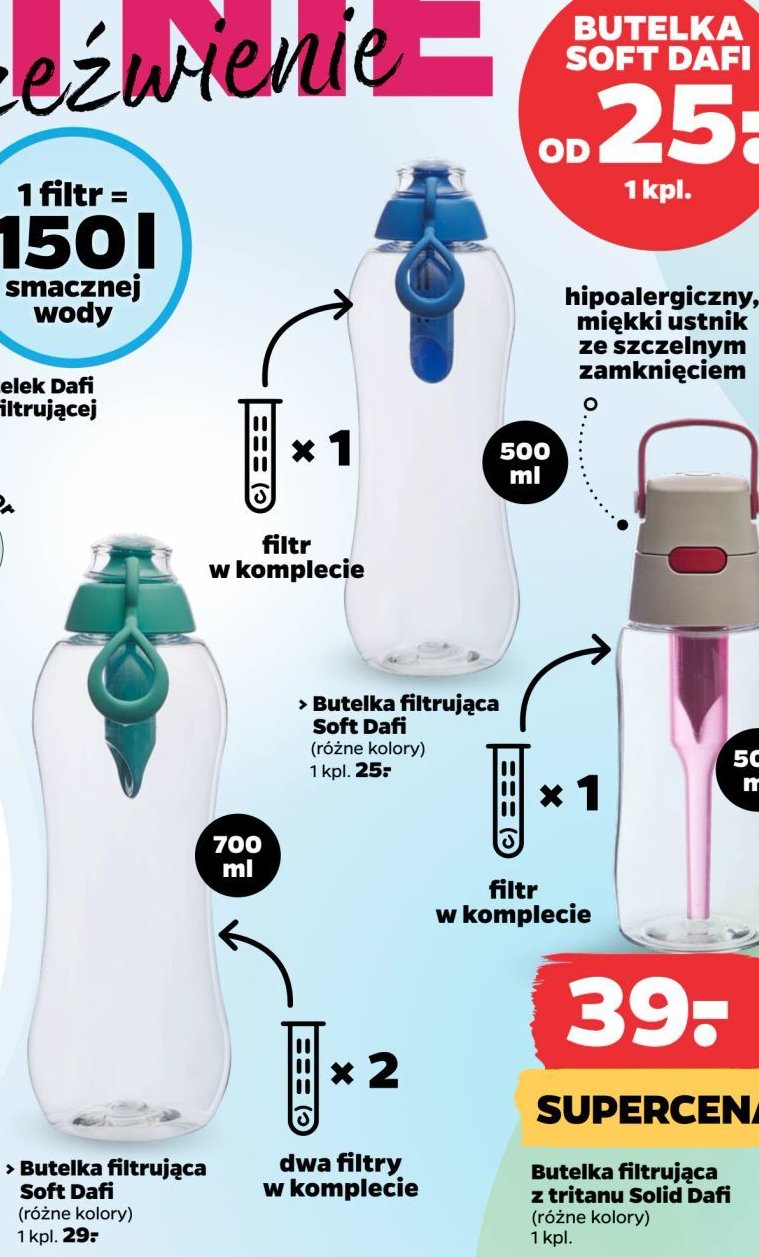 Butelka filtrująca wodę 700 ml Dafi promocja w Netto