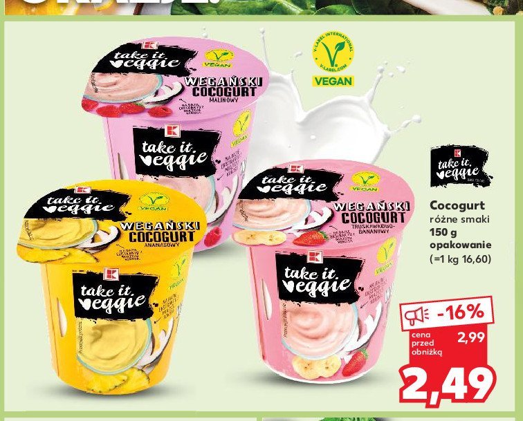 Cocogurt ananasowy K-classic takie it veggie promocja w Kaufland