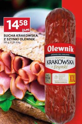 Kiełbasa sucha krakowska z szynki Olewnik promocja w Stokrotka