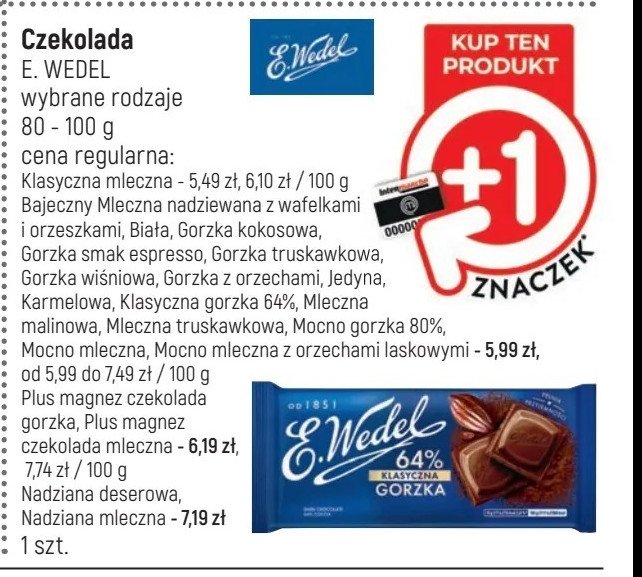 Czekolada mocno gorzka 80% E. wedel promocja