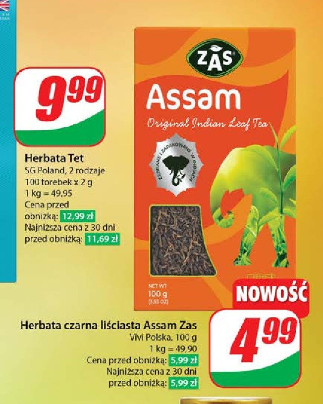 Herbata liściasta assam ZAS-POL promocja w Dino