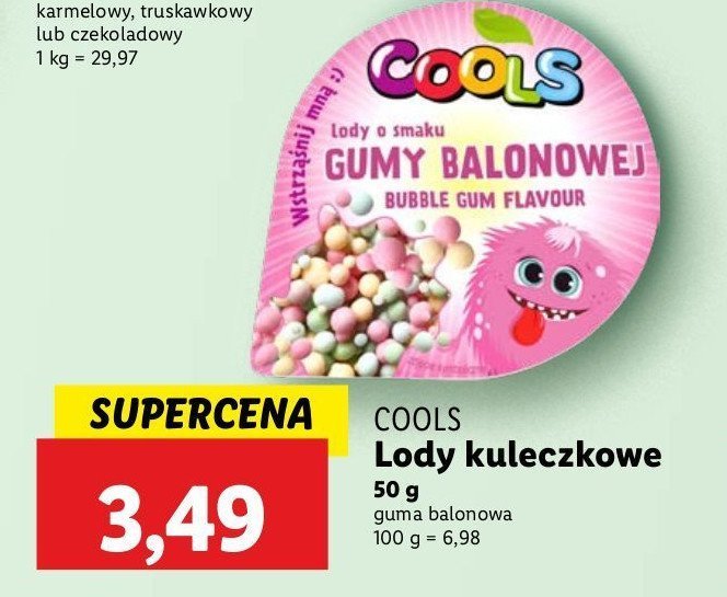 Lody kulki guma balonowa Cools promocja