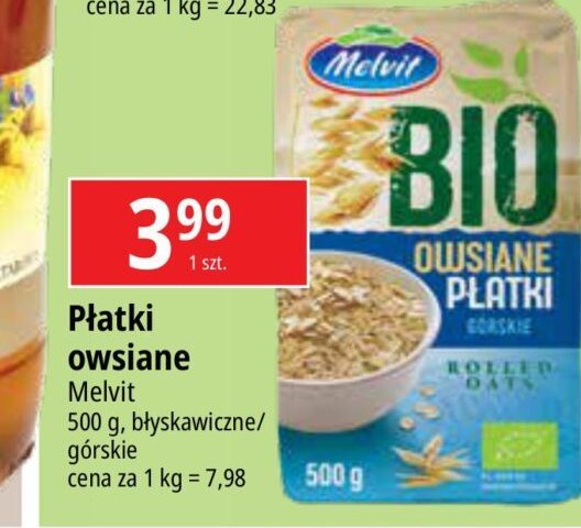 Płatki owsiane błyskawiczne Melvit bio promocja