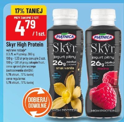 Jogurt Skyr High Protein Piątnica wybrane rodzaje promocja w POLOmarket