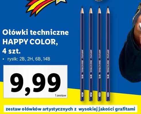 Ołówki techniczne 2h HAPPY COLOR promocja