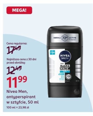 Antyperspirant w sztyfcie Nivea Men, 50 ml promocja w Rossmann