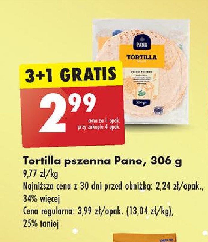 Tortilla pszenna wraps Pano promocja