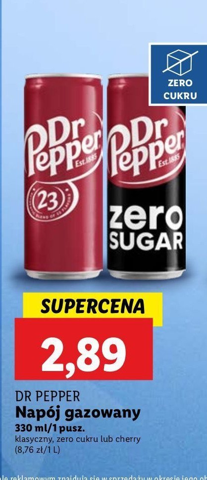 Napój cherry Dr pepper promocja